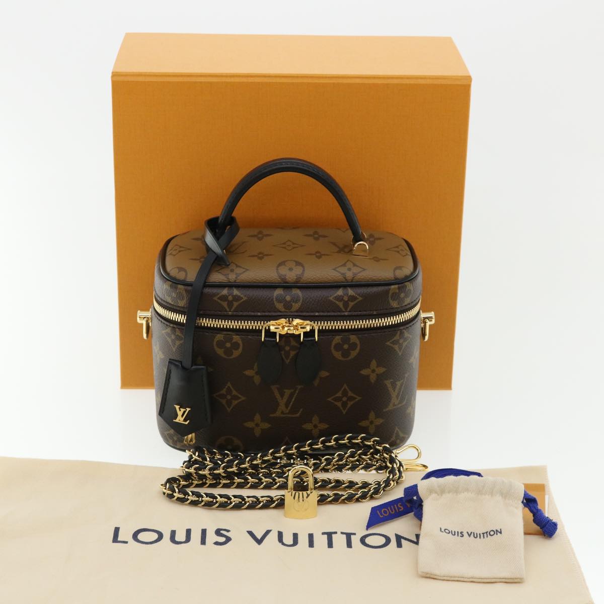 LOUIS VUITTON Monogram Reverse Vanity NVPM Hand Bag 2way M45165 LV Auth 32450S