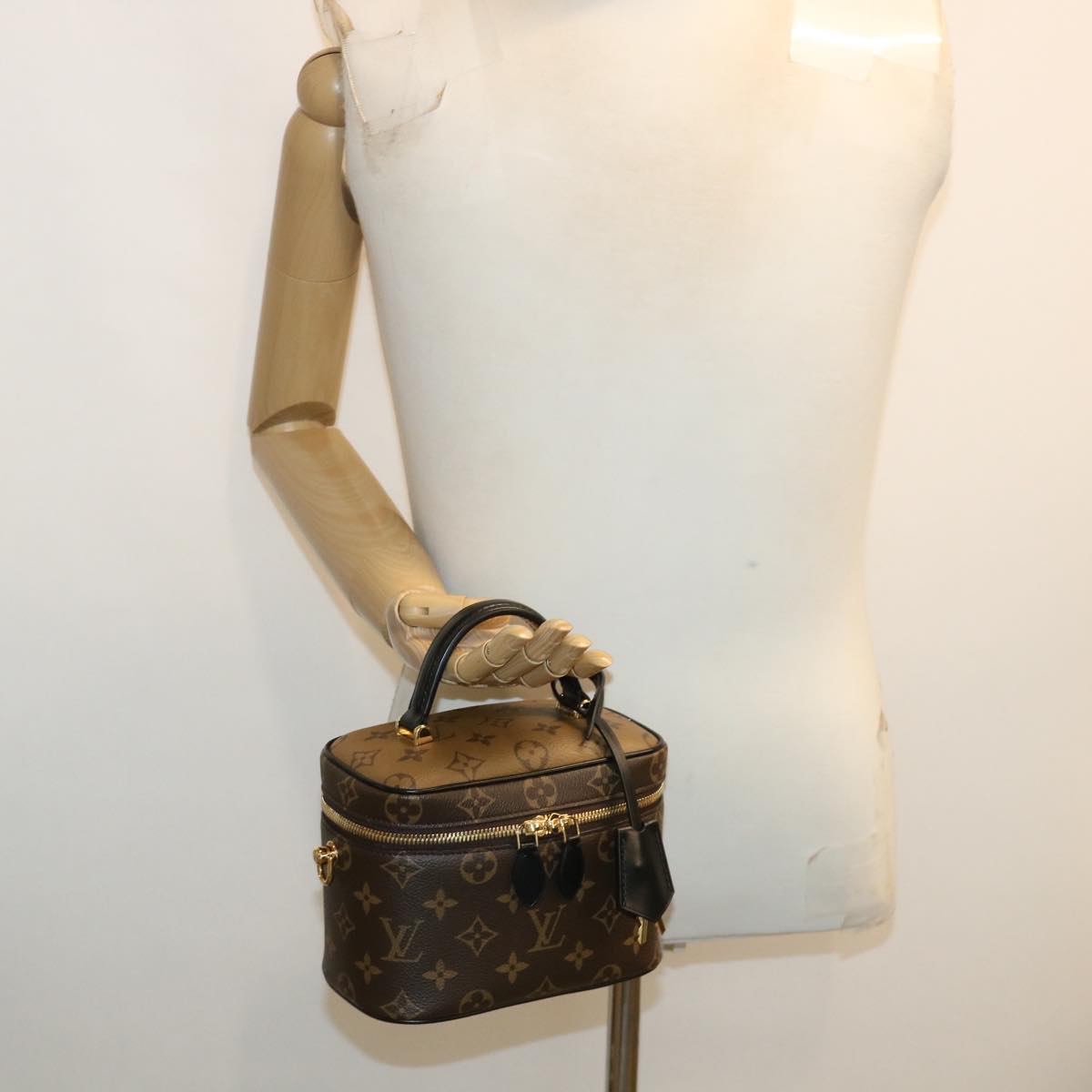 LOUIS VUITTON Monogram Reverse Vanity NVPM Hand Bag 2way M45165 LV Auth 32451S