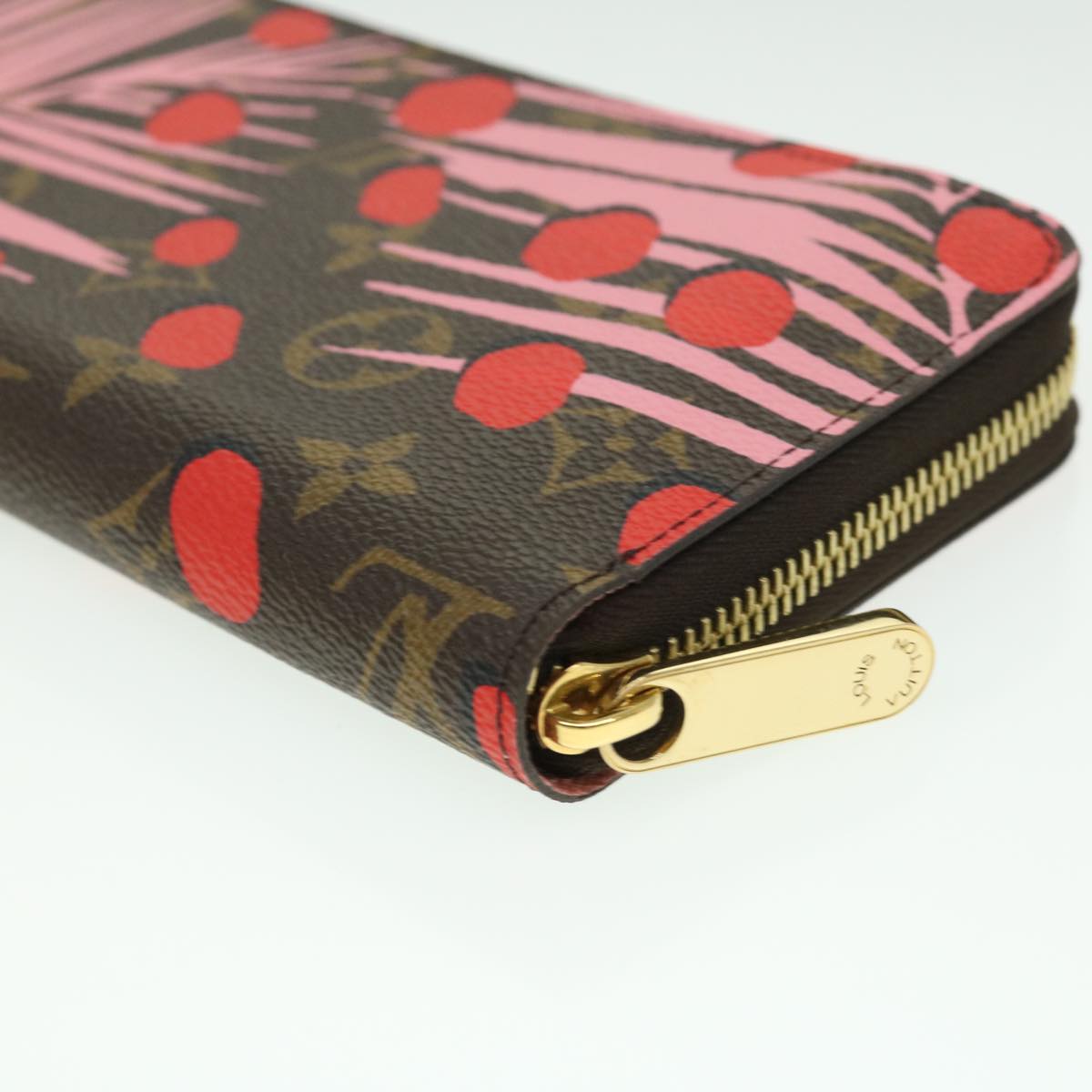 LOUIS VUITTON Monogram jungle dot Zippy Wallet Long Wallet Red Pink Auth 32470A