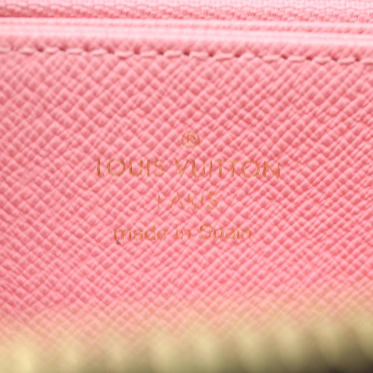 LOUIS VUITTON Monogram jungle dot Zippy Wallet Long Wallet Red Pink Auth 32470A