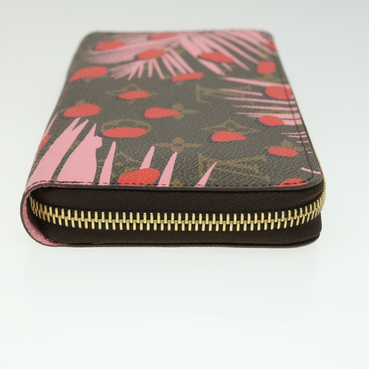 LOUIS VUITTON Monogram jungle dot Zippy Wallet Long Wallet Red Pink Auth 32470A