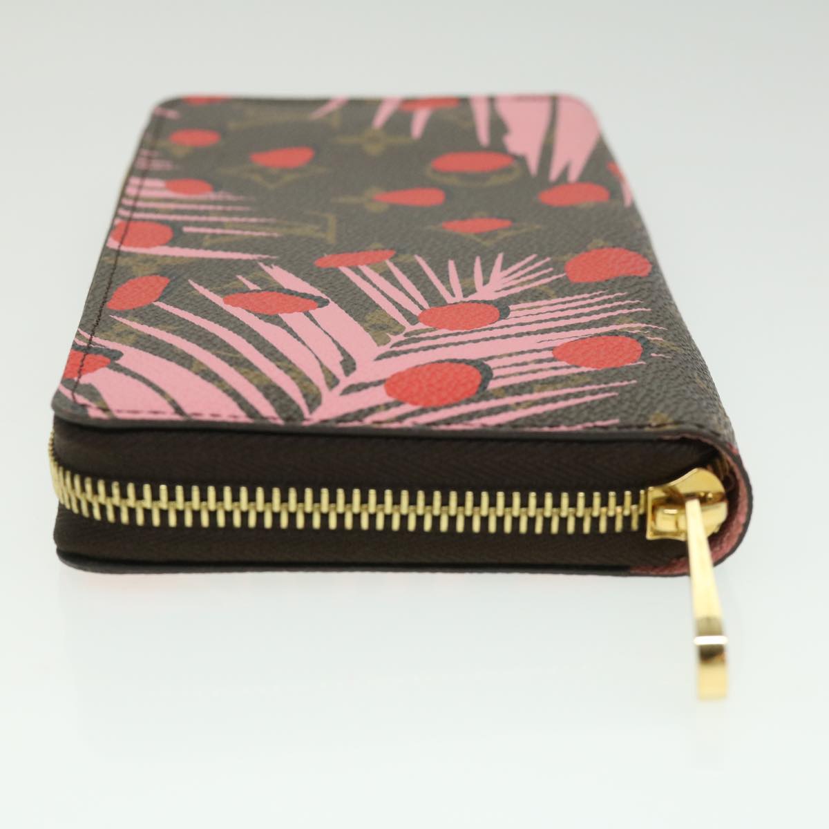 LOUIS VUITTON Monogram jungle dot Zippy Wallet Long Wallet Red Pink Auth 32470A