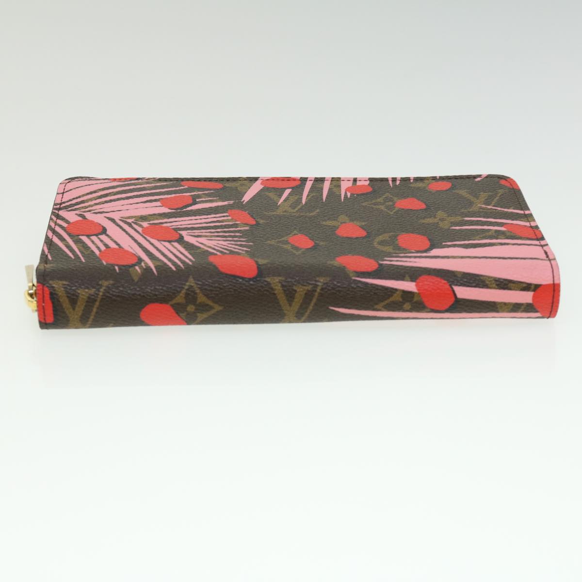 LOUIS VUITTON Monogram jungle dot Zippy Wallet Long Wallet Red Pink Auth 32470A