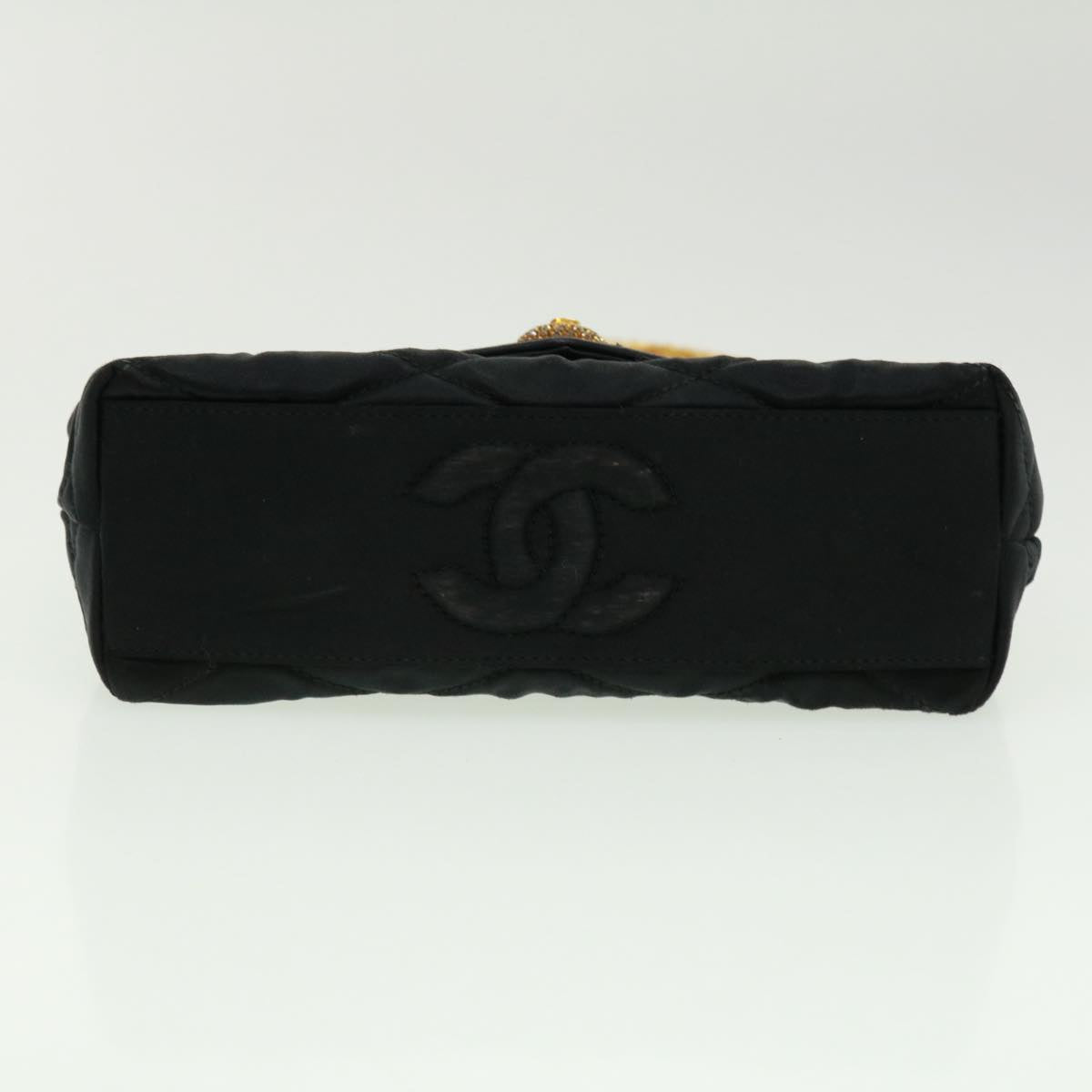 CHANEL Matelasse Chain stone Shoulder Bag Black CC Auth 32695SAV
