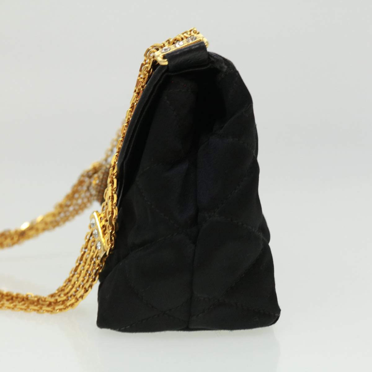 CHANEL Matelasse Chain stone Shoulder Bag Black CC Auth 32695SAV