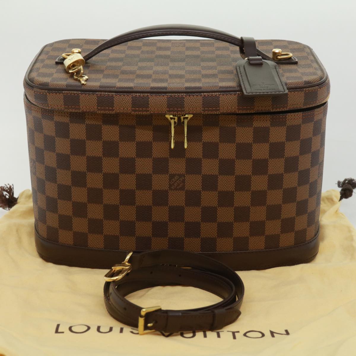 LOUIS VUITTON Damier Ebene Nice Hand Bag SPO 2way N47280 LV Auth 32758SAV