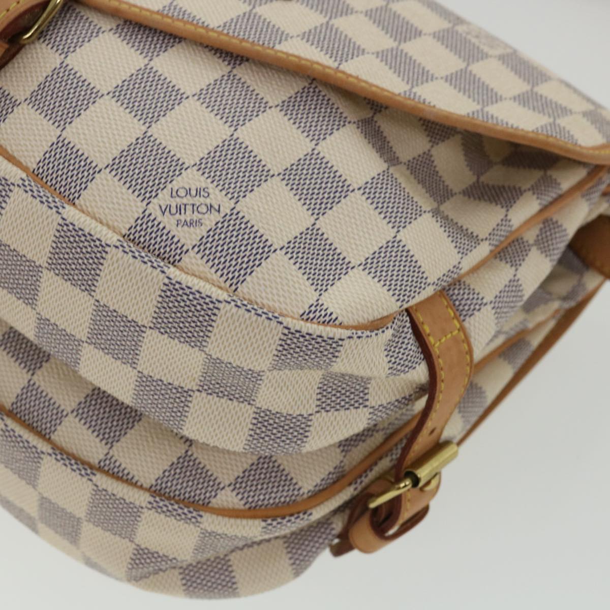 LOUIS VUITTON Damier Azur Saumur 30 Shoulder Bag SPO N48202 LV Auth 32766SAV