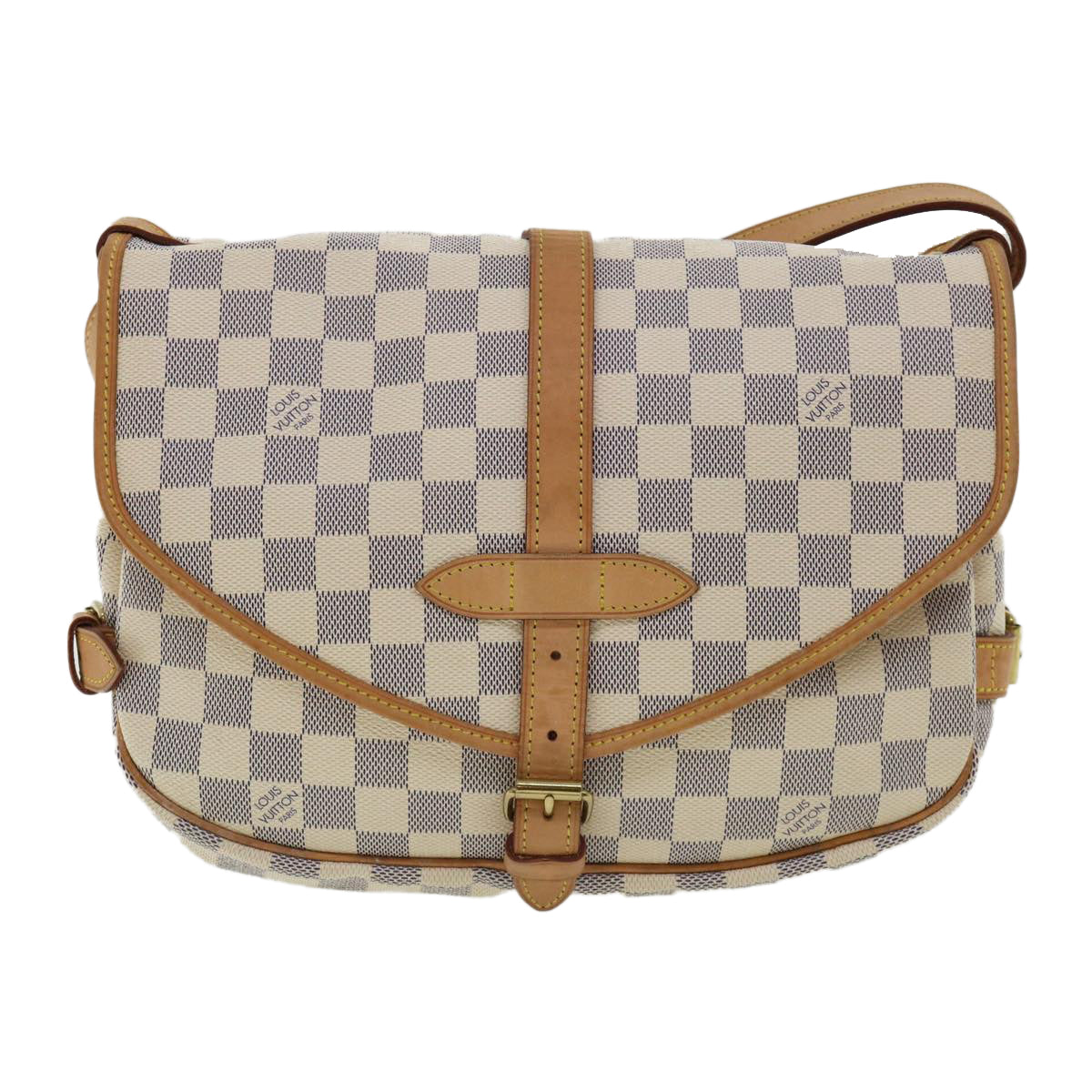 LOUIS VUITTON Damier Azur Saumur 30 Shoulder Bag SPO N48202 LV Auth 32766SAV