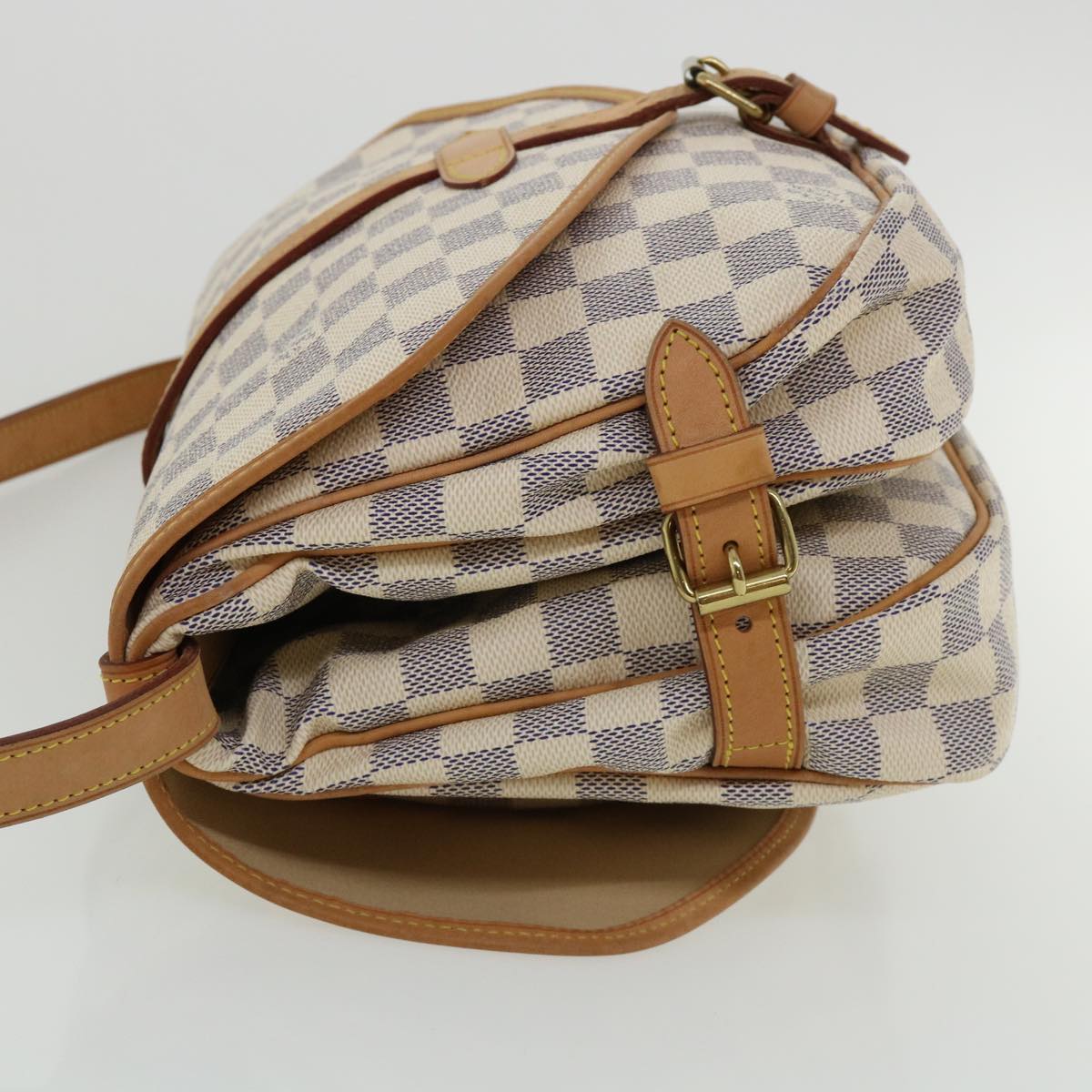 LOUIS VUITTON Damier Azur Saumur 30 Shoulder Bag SPO N48202 LV Auth 32766SAV