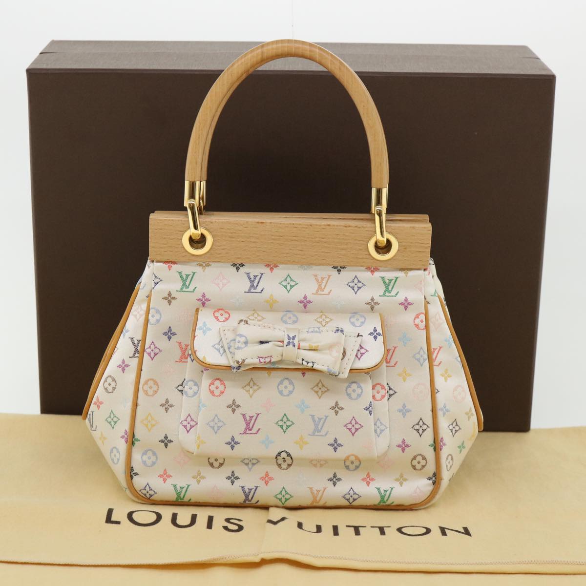 LOUIS VUITTON Monogram Multicolor Abelia Hand Bag Satin White M92936 LV 32798SV