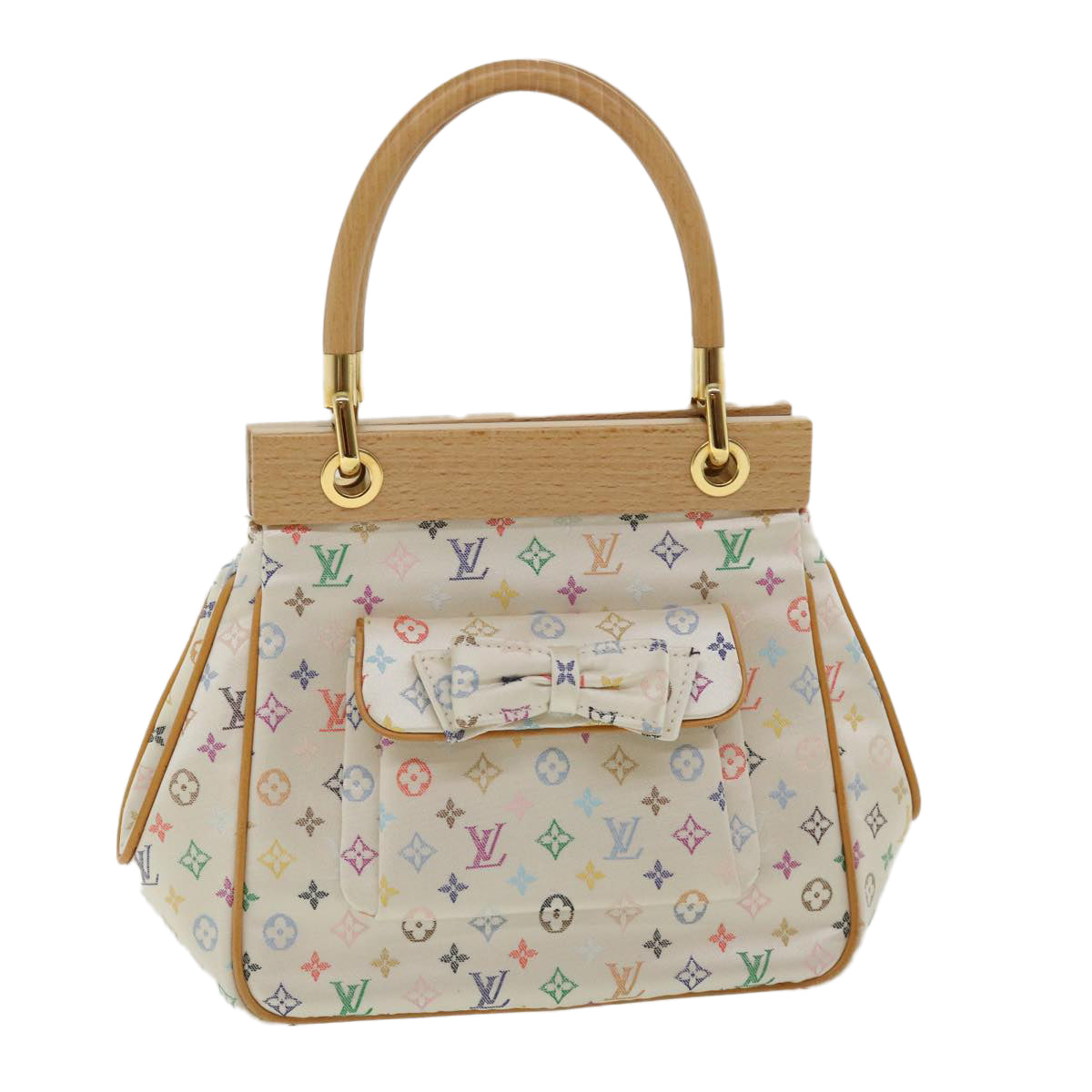 LOUIS VUITTON Monogram Multicolor Abelia Hand Bag Satin White M92936 LV 32798SV