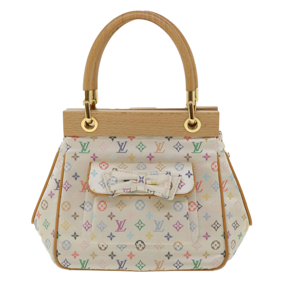 LOUIS VUITTON Monogram Multicolor Abelia Hand Bag Satin White M92936 LV 32798SV