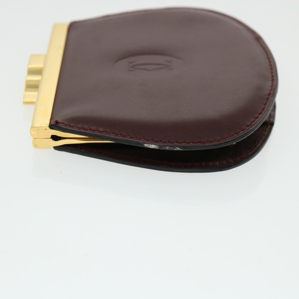 CARTIER Coin Purse Leather 2Set Black Brown Auth 33137