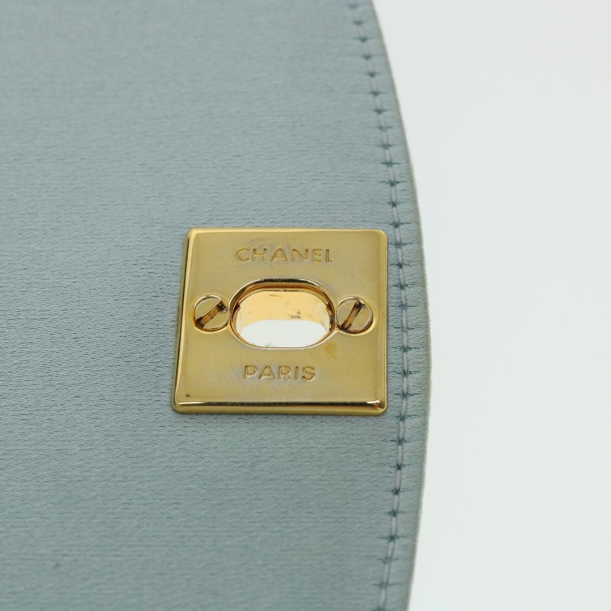 CHANEL Diana Matelasse Shoulder Bag Satin Light Blue CC Auth 33325V