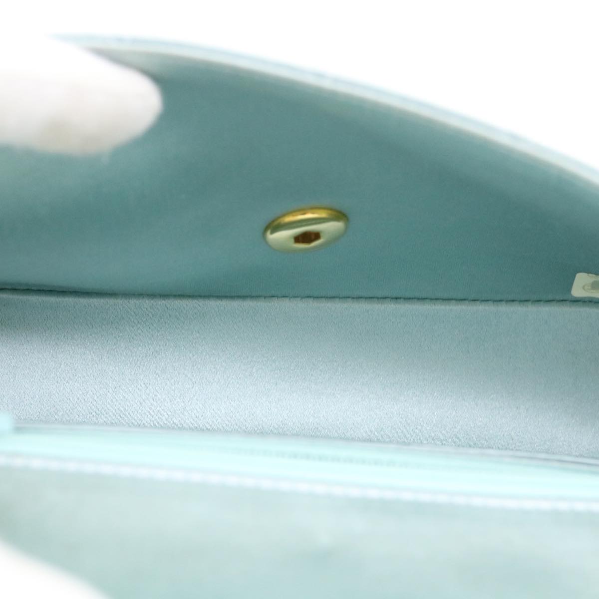 CHANEL Diana Matelasse Shoulder Bag Satin Light Blue CC Auth 33325V