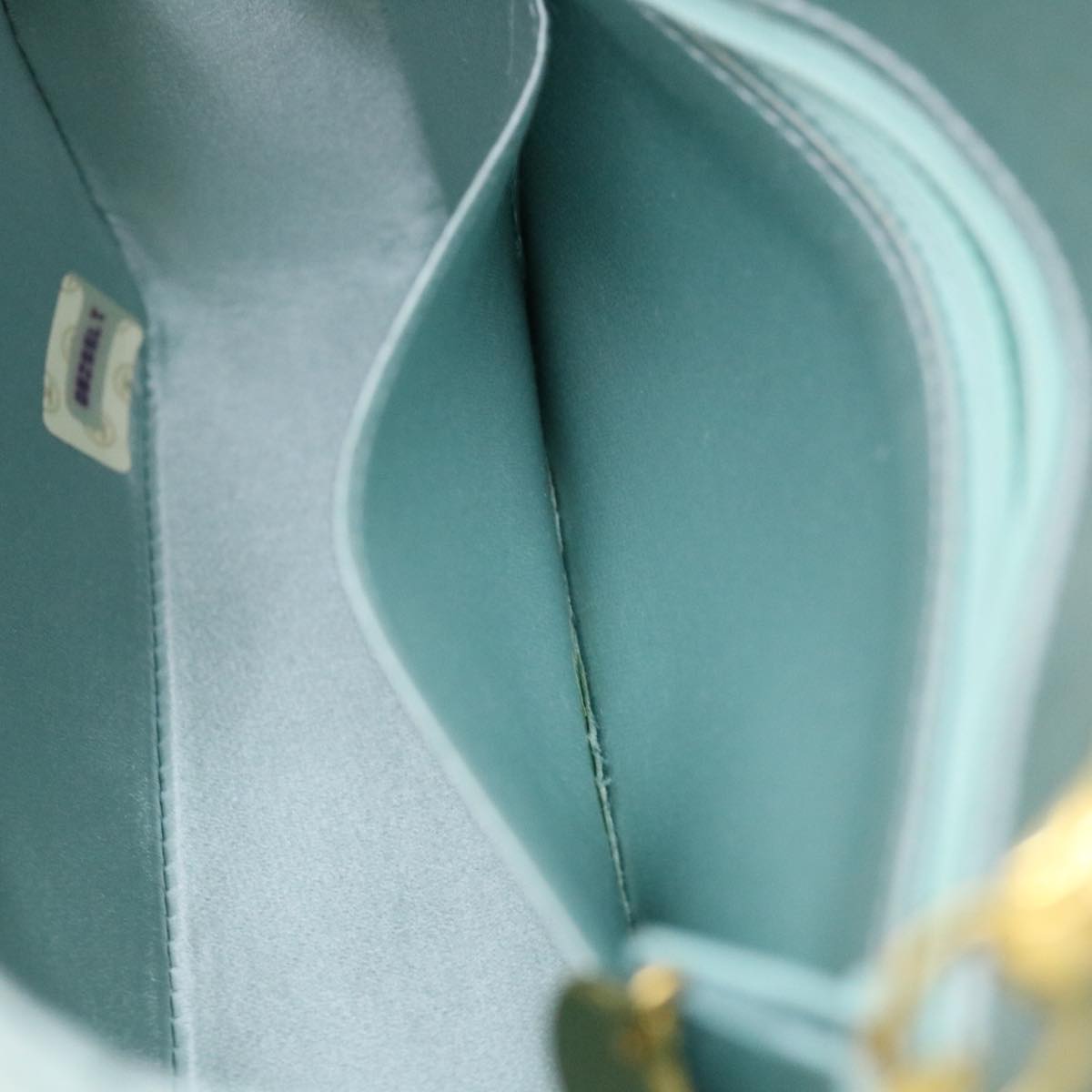 CHANEL Diana Matelasse Shoulder Bag Satin Light Blue CC Auth 33325V