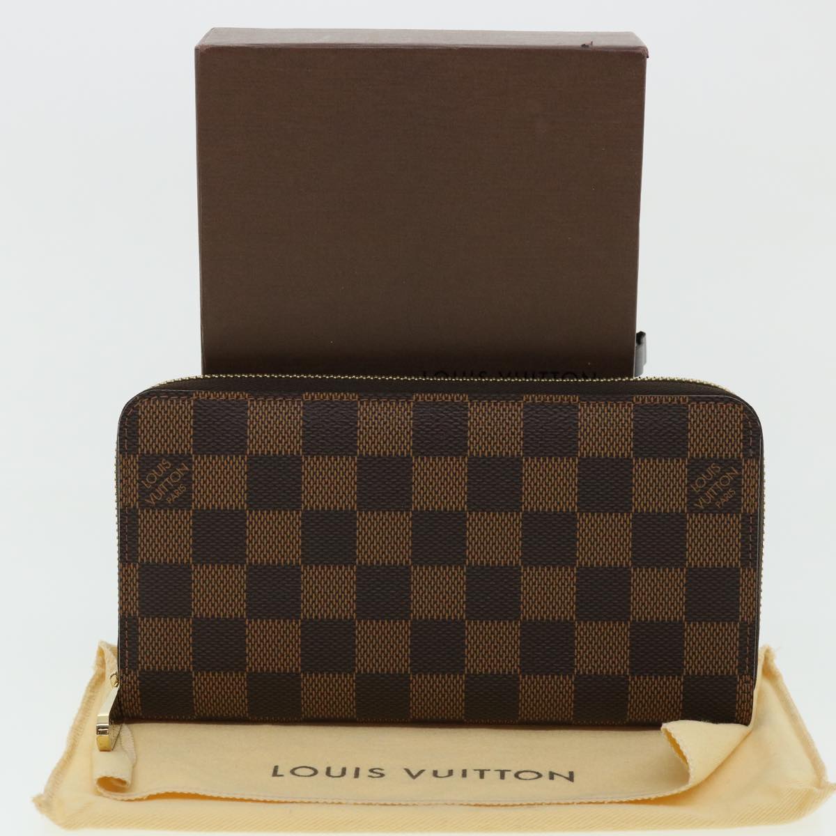 LOUIS VUITTON Damier Ebene Zippy Wallet Long Wallet N41661 LV Auth 33873A