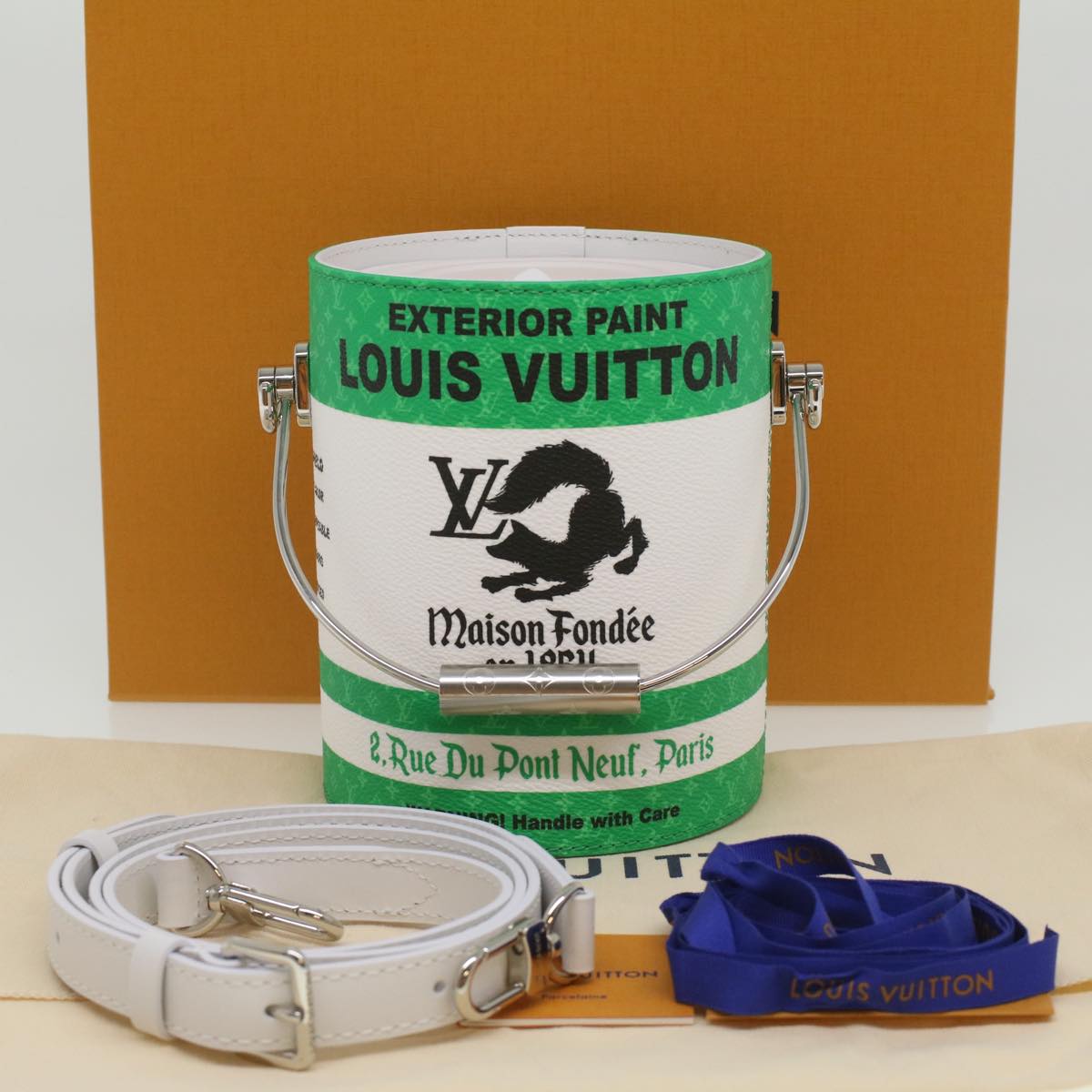 LOUIS VUITTON Monogram Painted Can Hand Bag PVC 2way Green M81592 Auth 34203SM