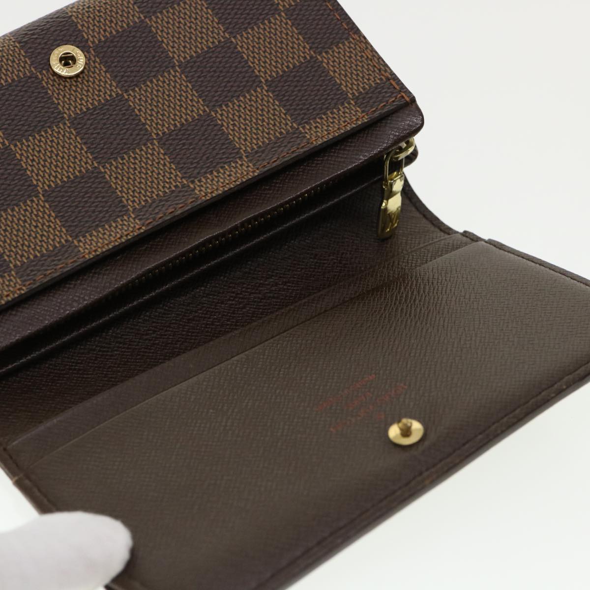 LOUIS VUITTON Damier Ebene Portefeuille Tresor Bifold Wallet N61736 Auth 35558