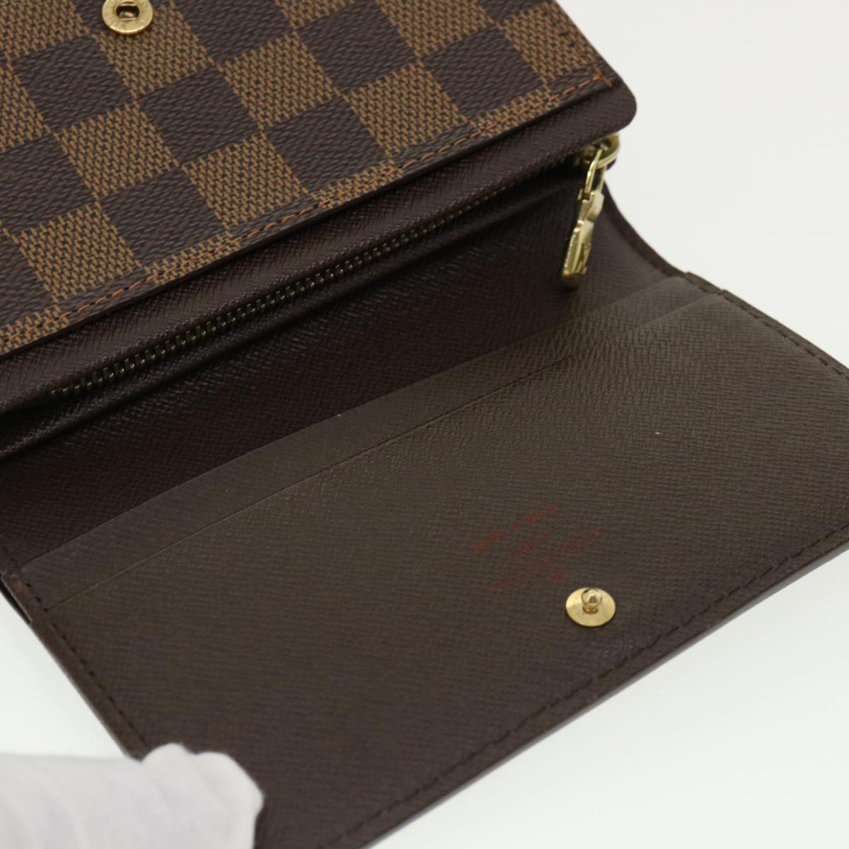 LOUIS VUITTON Damier Ebene Portefeuille Tresor Bifold Wallet N61736 Auth 35561