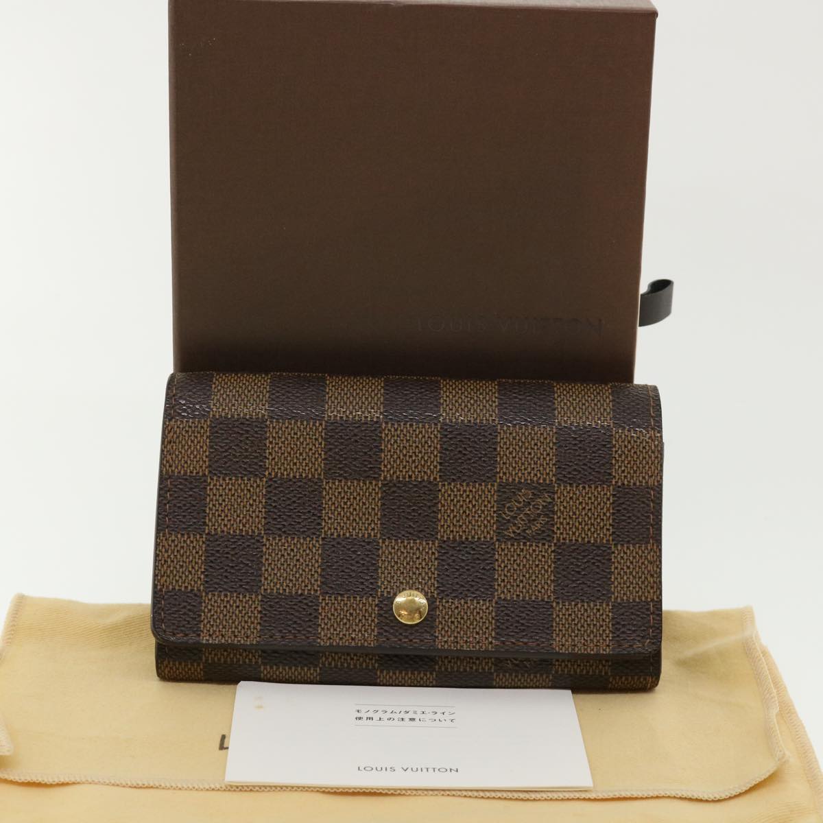 LOUIS VUITTON Damier Ebene Portefeuille Tresor Bifold Wallet N61736 Auth 35561