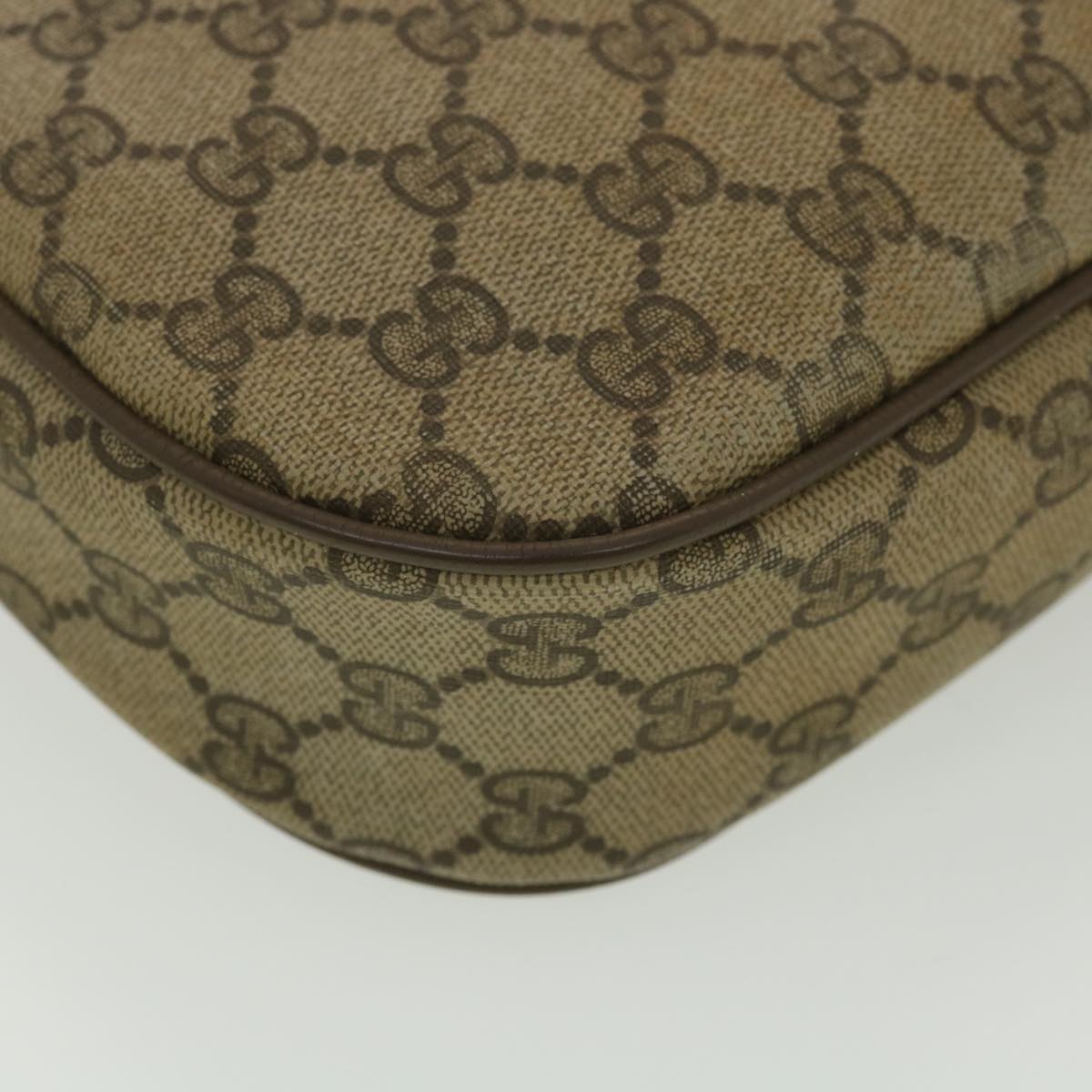 GUCCI Web Sherry Line GG Canvas Clutch Bag PVC Leather Beige Green 89 Auth 36428