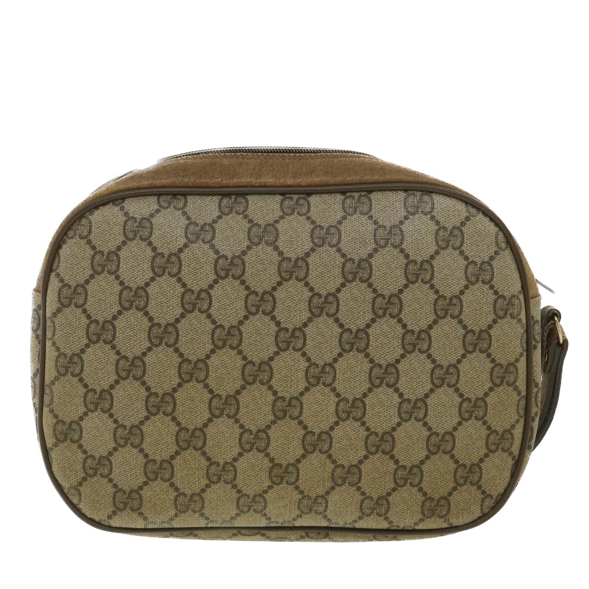 GUCCI Web Sherry Line GG Canvas Clutch Bag PVC Leather Beige Green 89 Auth 36428