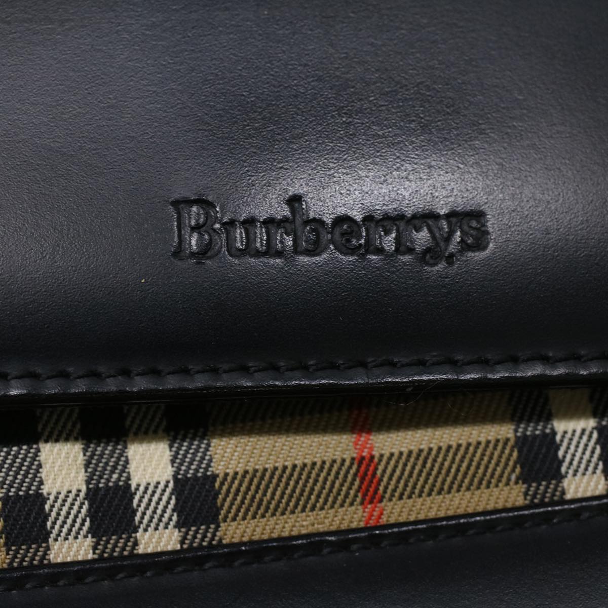 Burberrys Shoulder Bag Leather Black Auth 36689