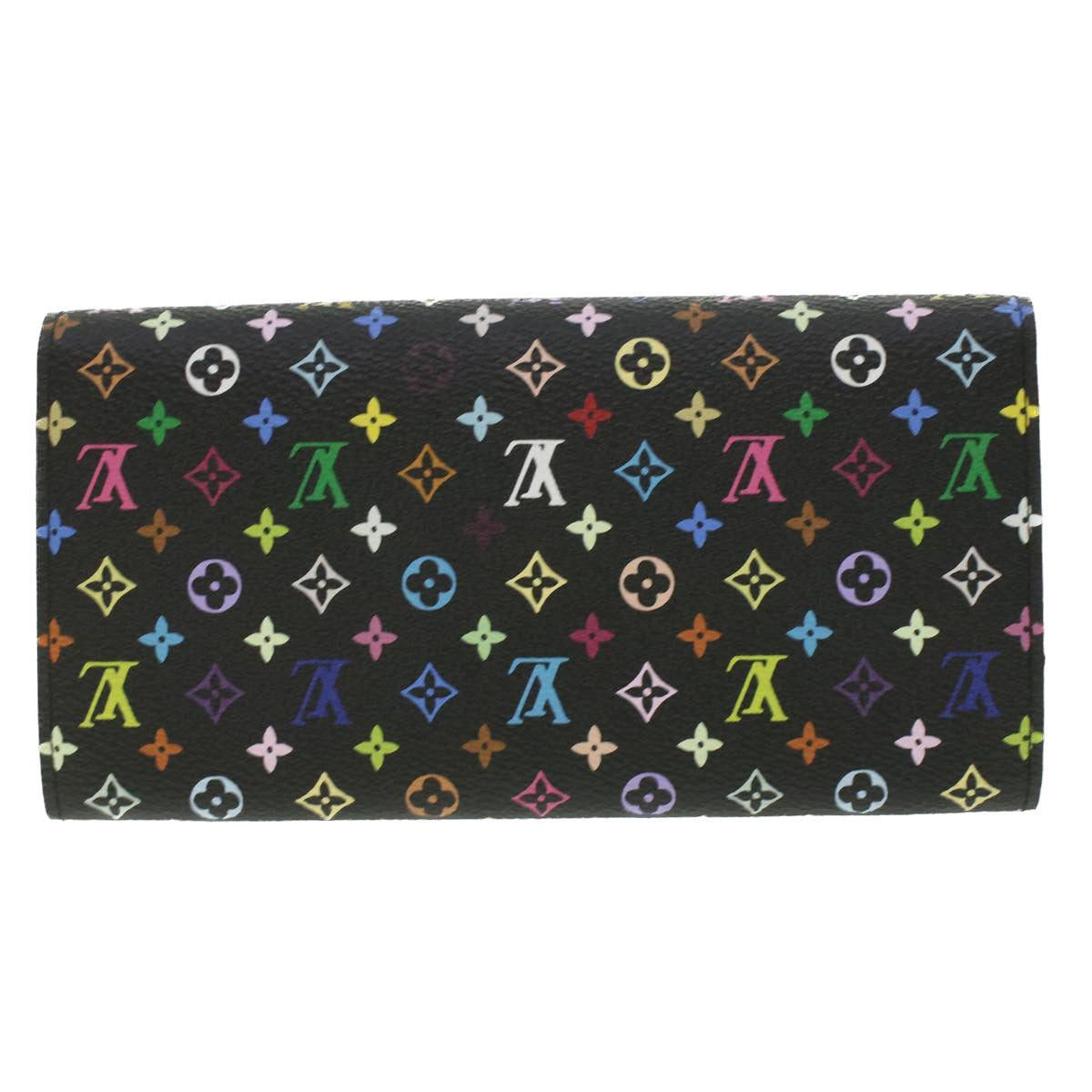 LOUIS VUITTON Multicolor Portefeuille Sarah Wallet Black M93747 LV Auth 37421