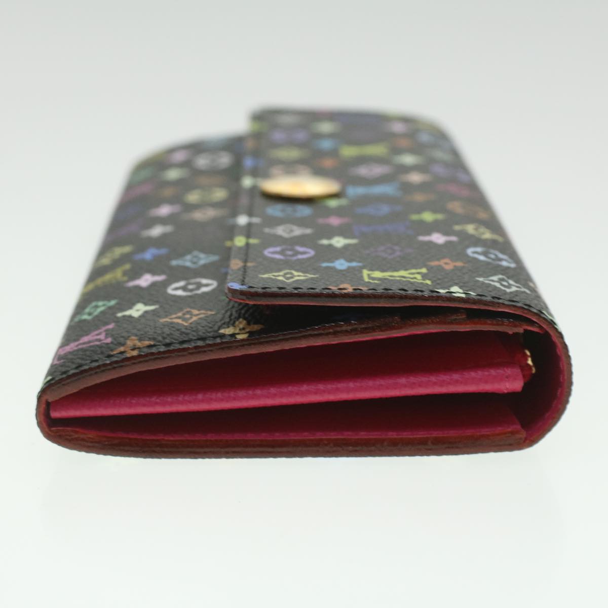 LOUIS VUITTON Multicolor Portefeuille Sarah Wallet Black M93747 LV Auth 37421