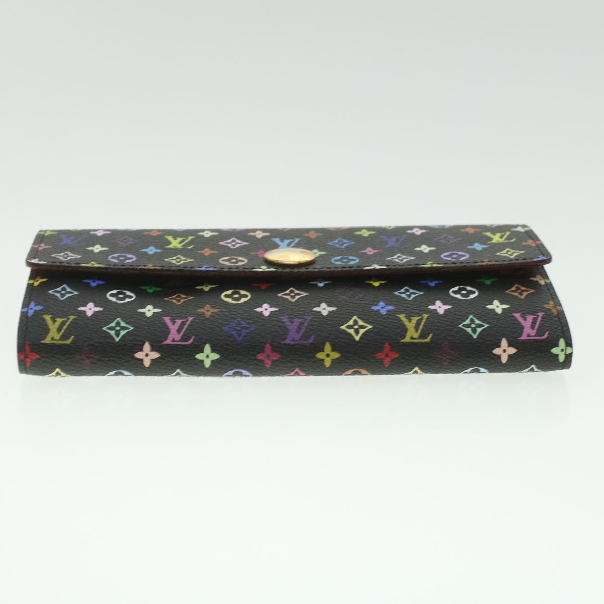 LOUIS VUITTON Multicolor Portefeuille Sarah Wallet Black M93747 LV Auth 37421