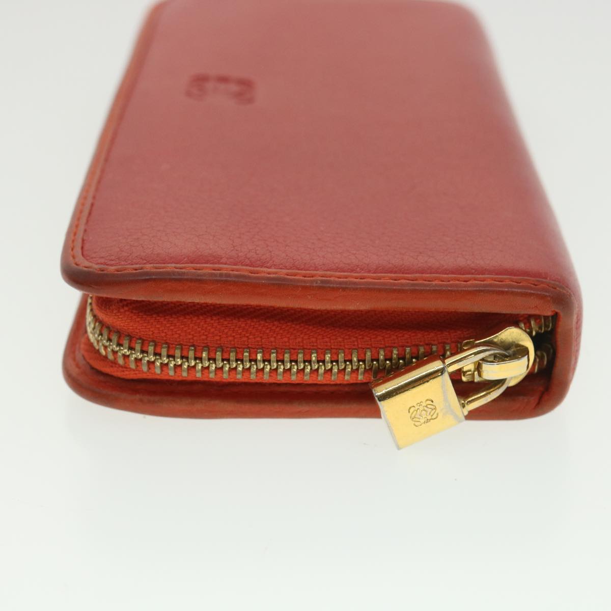 LOEWE Long Wallet Leather Red Auth 37768