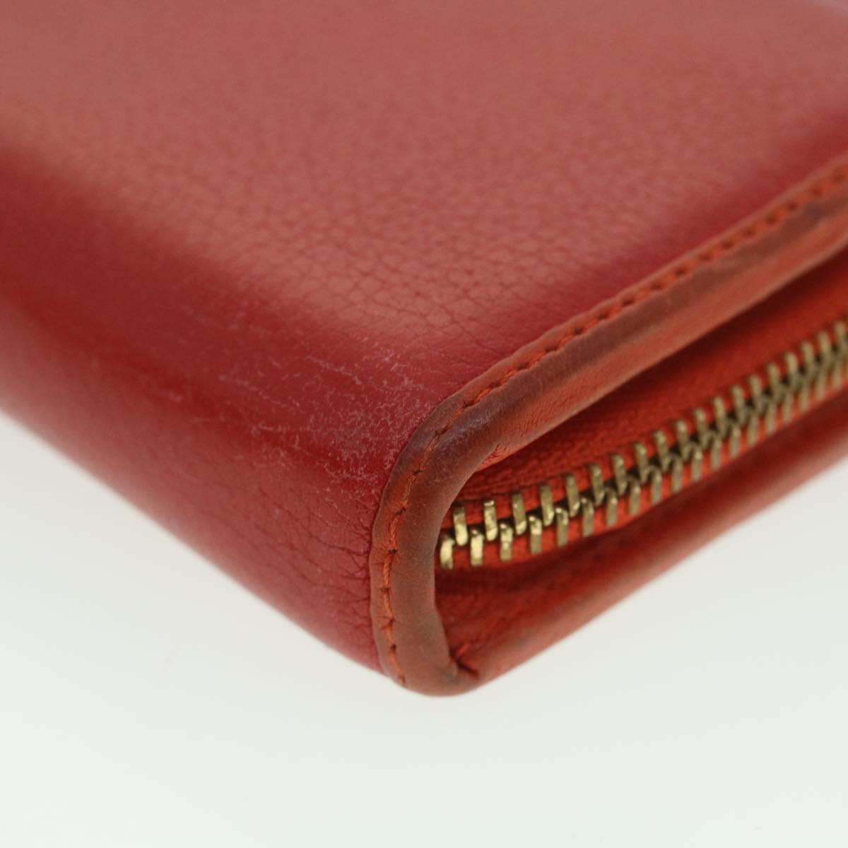 LOEWE Long Wallet Leather Red Auth 37768