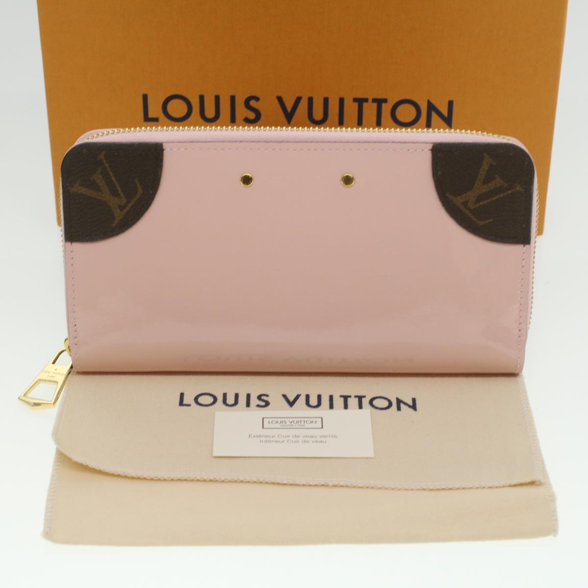 LOUIS VUITTON Vernis Zippy Venice Long Wallet Rose Valerine M62945 LV Auth 37832