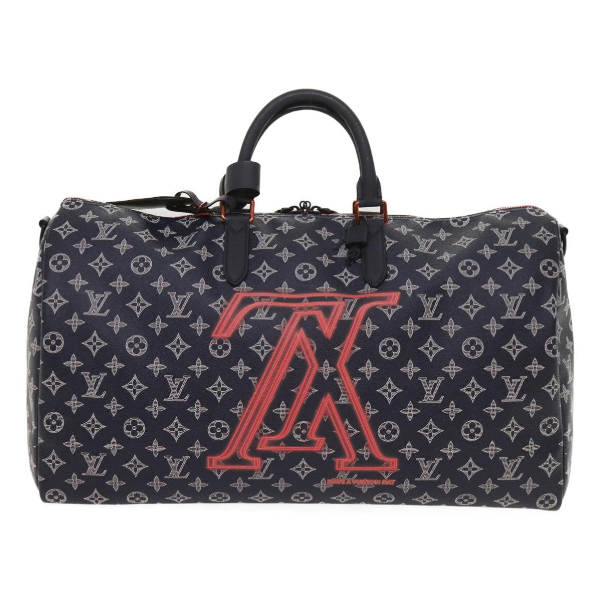 LOUIS VUITTON Monogram Ink Keepall Bandouliere 50 Bag Navy M43684 LV Auth 37879A