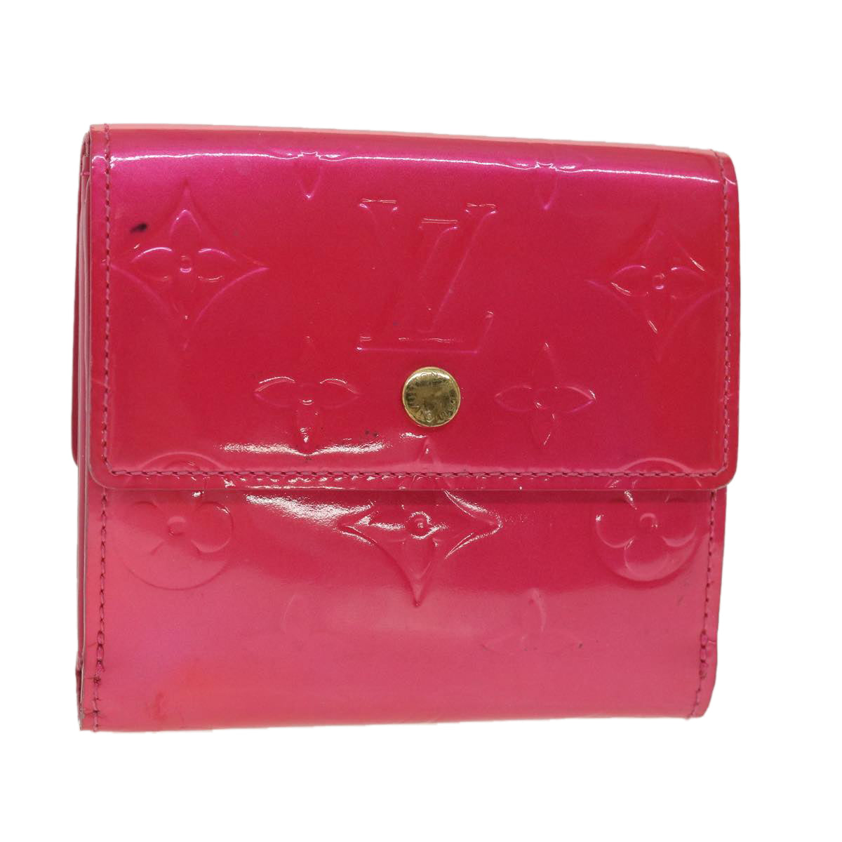 LOUIS VUITTON Vernis Portomone Bie Cult Credit Wallet Pink M91248 LV Auth 37992