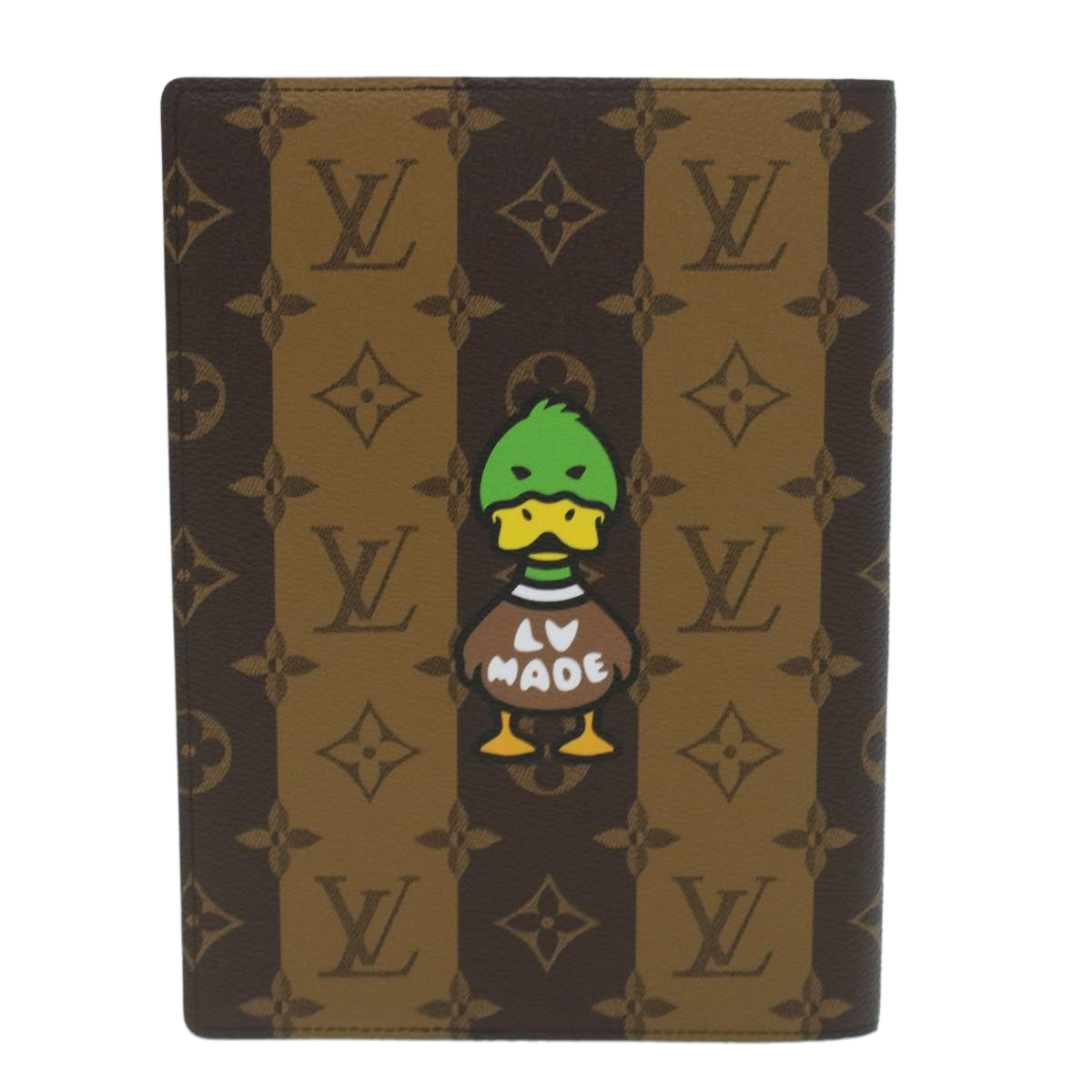 LOUIS VUITTON Stripe NIGO Quverture Carnet Cover Brown Black GI0720 Auth 38082SM