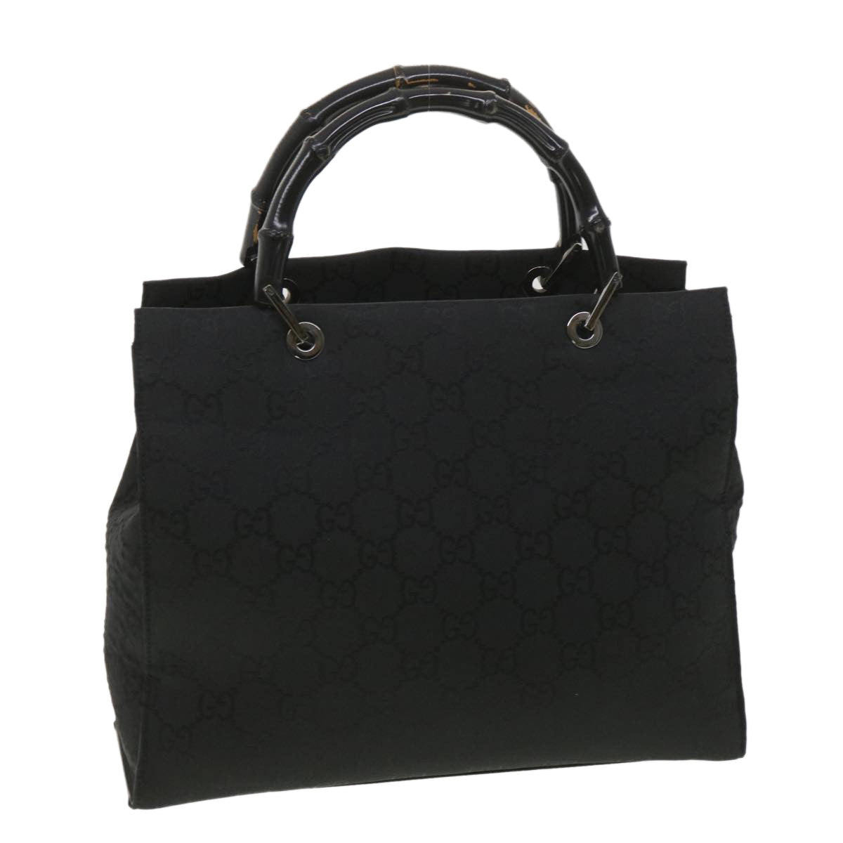 GUCCI GG Canvas Hand Bag Nylon Black Auth 38354