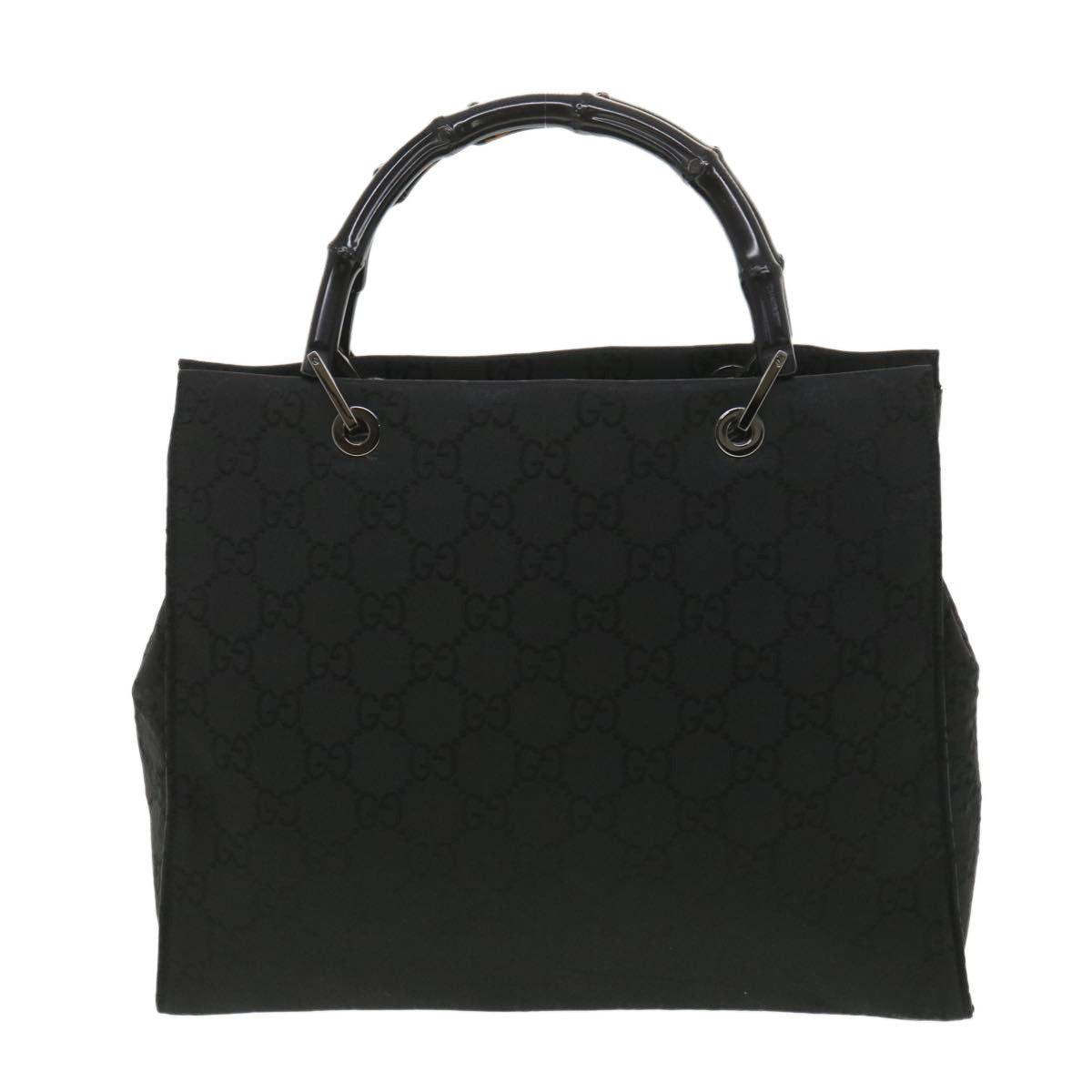 GUCCI GG Canvas Hand Bag Nylon Black Auth 38354