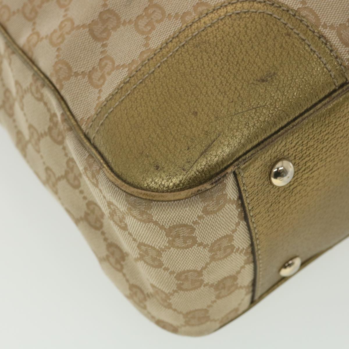 GUCCI GG Canvas Shoulder Bag Beige Gold 163805 Auth 38395