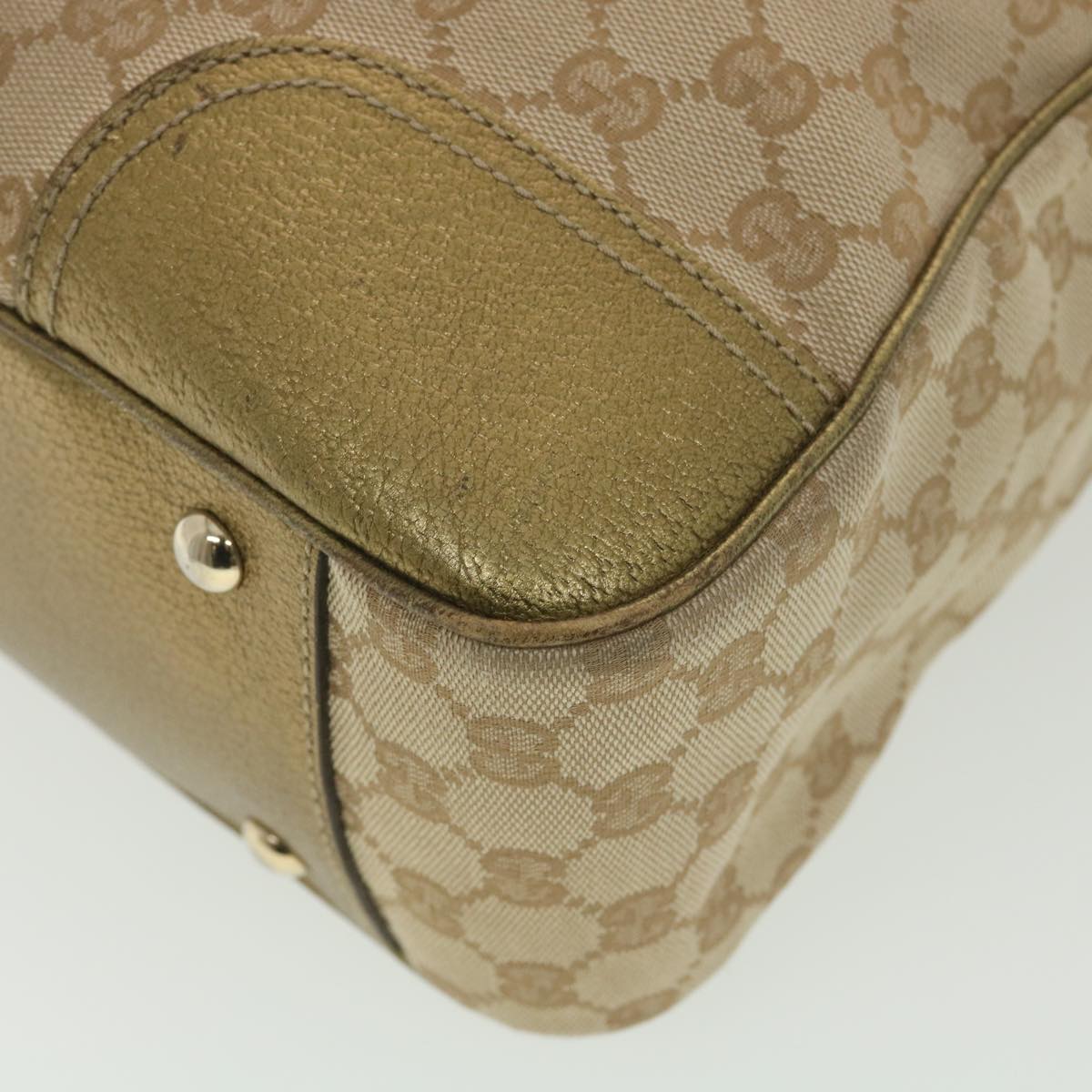 GUCCI GG Canvas Shoulder Bag Beige Gold 163805 Auth 38395