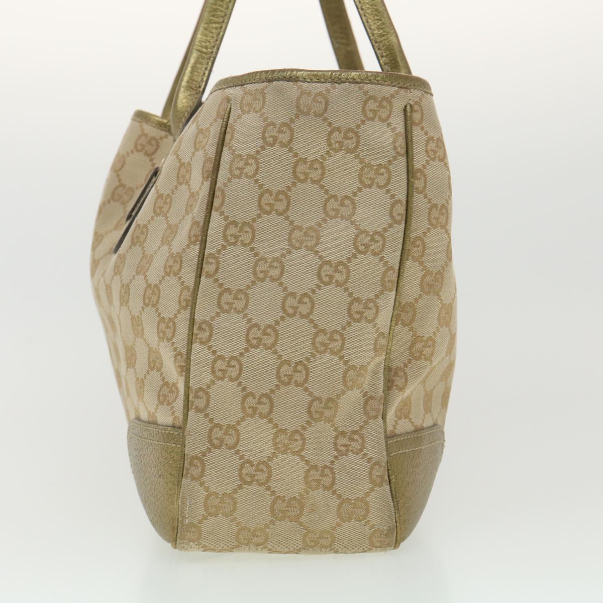 GUCCI GG Canvas Shoulder Bag Beige Gold 163805 Auth 38395