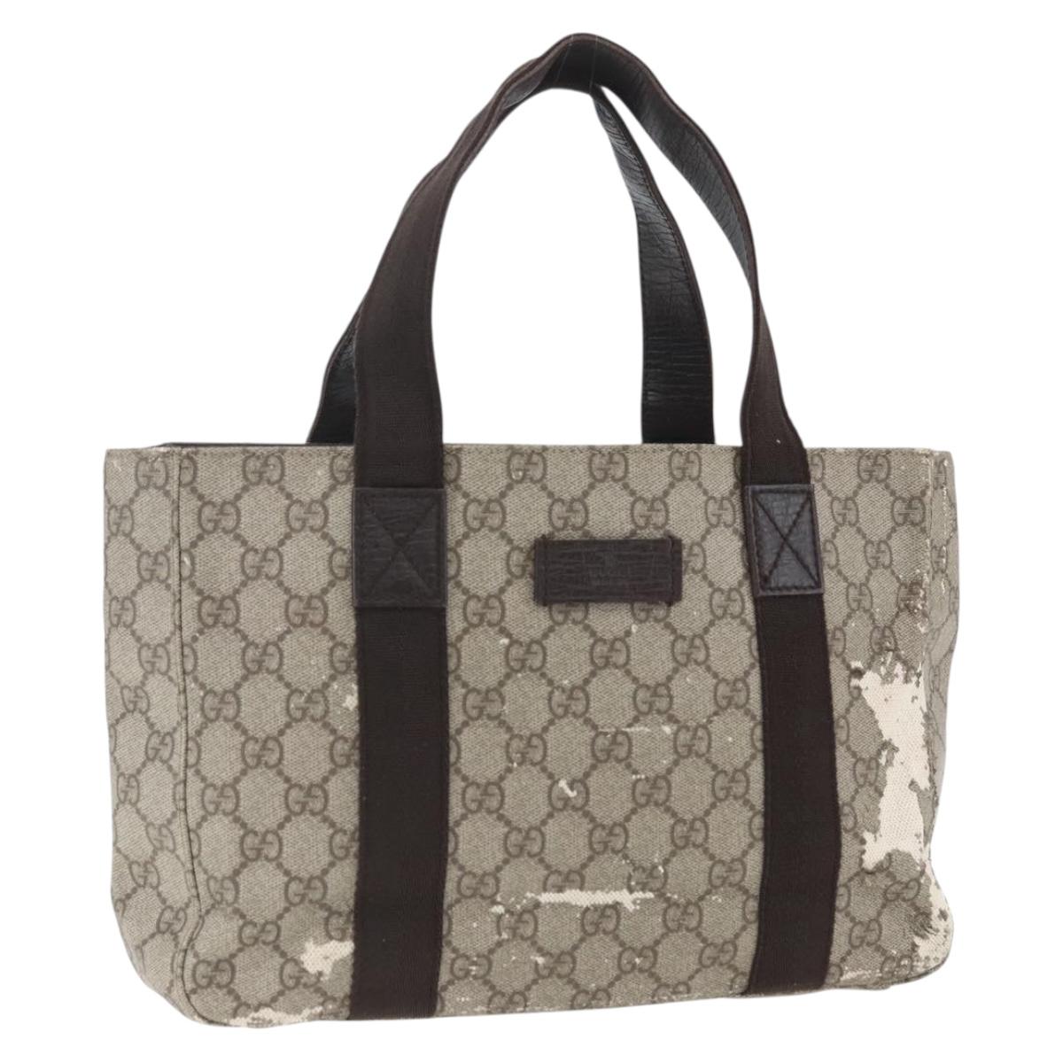 GUCCI GG Supreme Hand Bag PVC Leather Beige 141976 Auth 38817