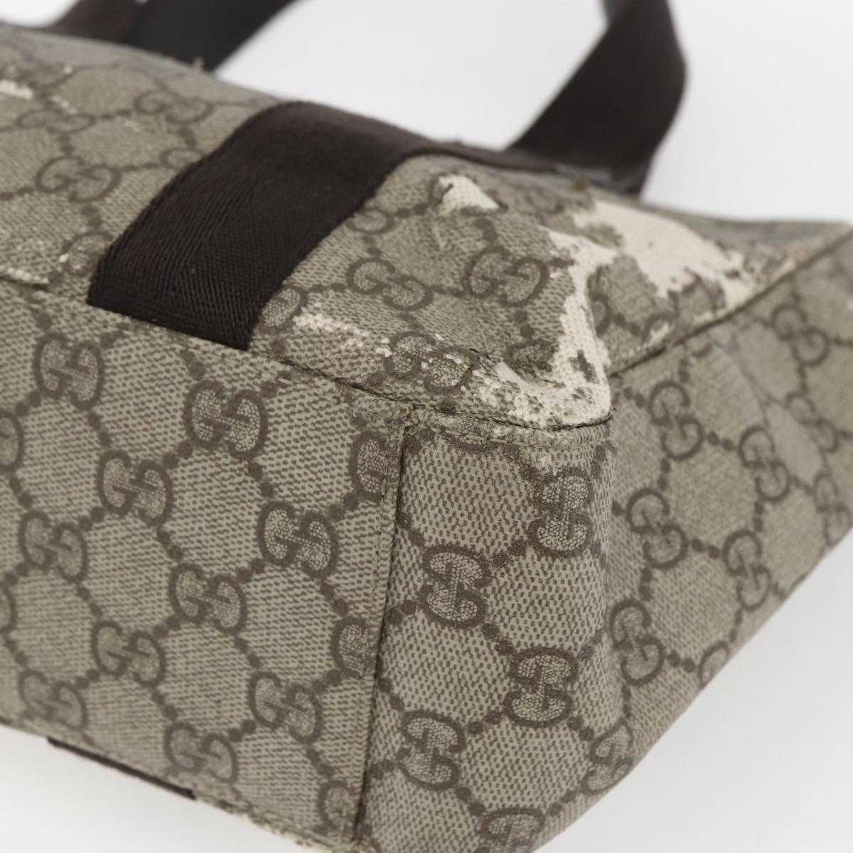 GUCCI GG Supreme Hand Bag PVC Leather Beige 141976 Auth 38817