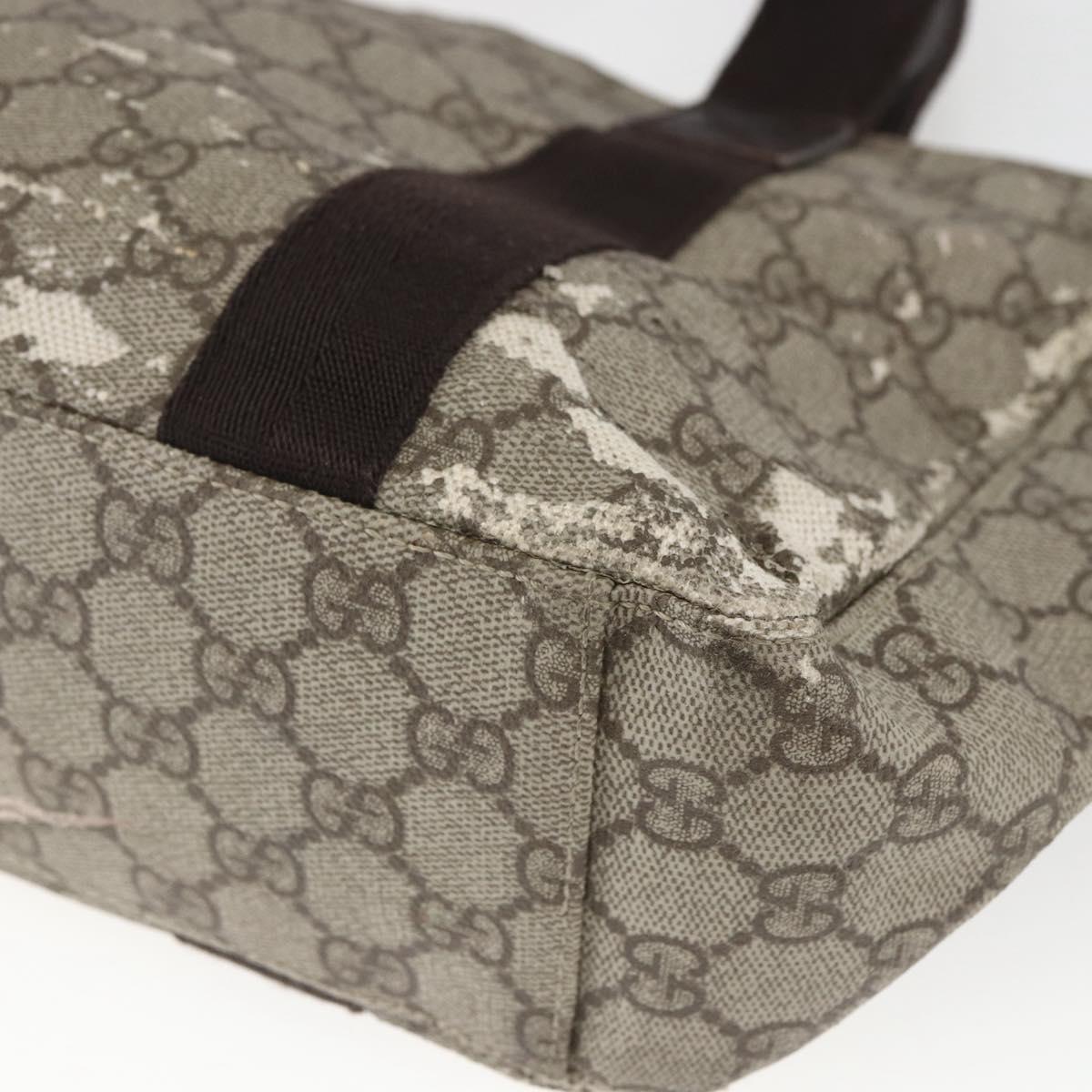 GUCCI GG Supreme Hand Bag PVC Leather Beige 141976 Auth 38817