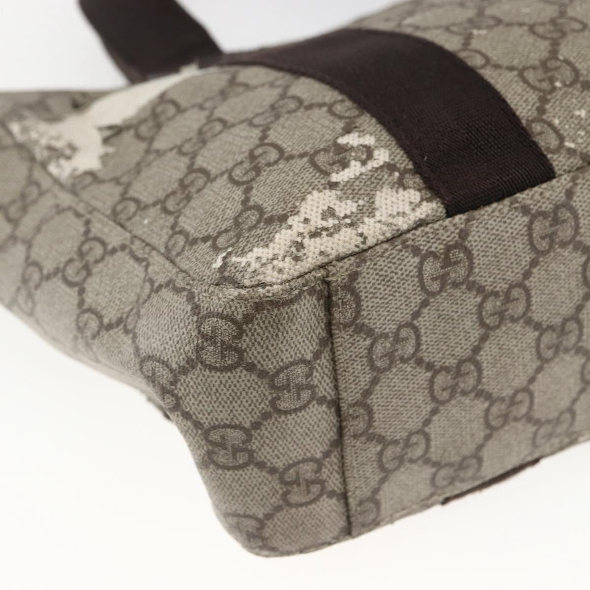 GUCCI GG Supreme Hand Bag PVC Leather Beige 141976 Auth 38817