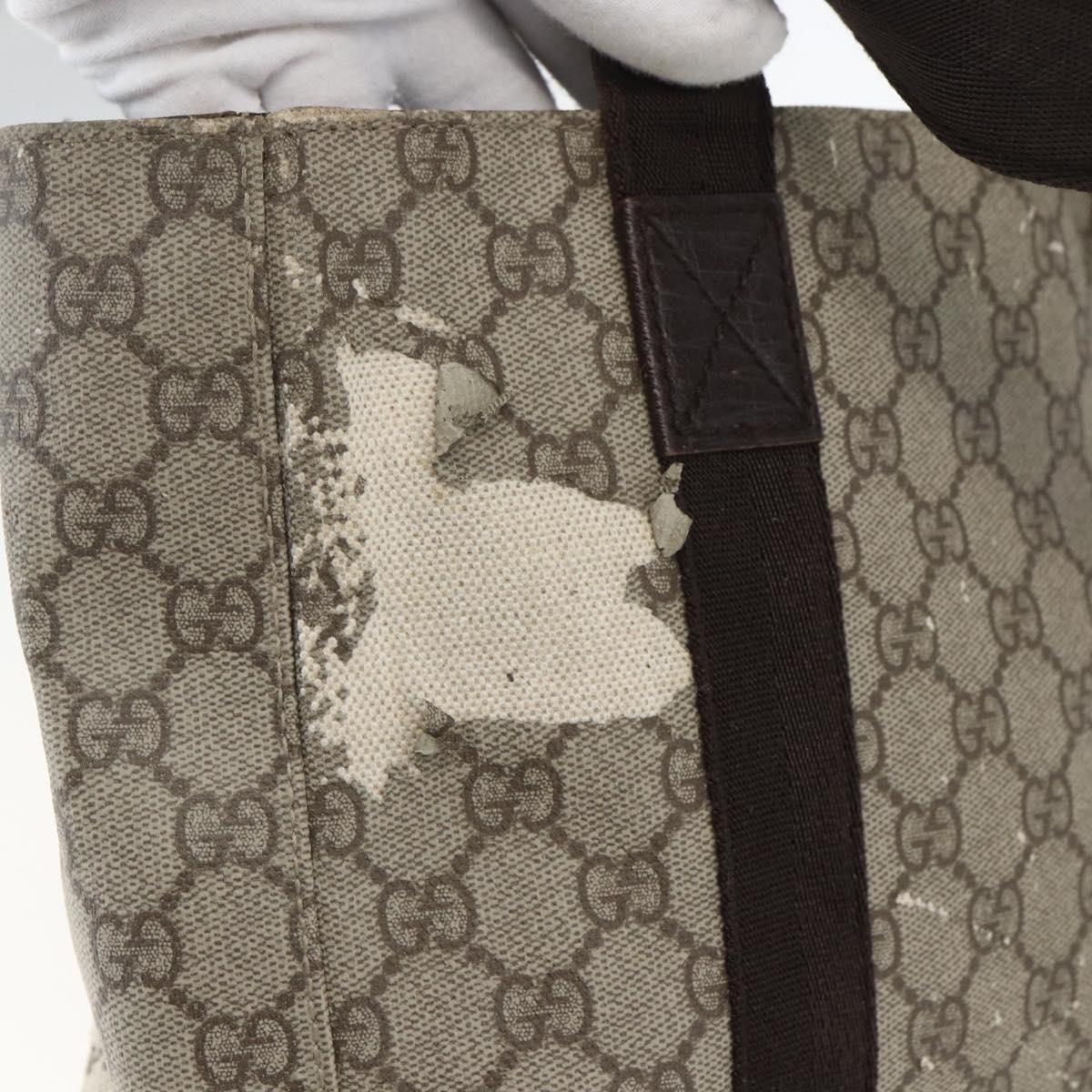 GUCCI GG Supreme Hand Bag PVC Leather Beige 141976 Auth 38817