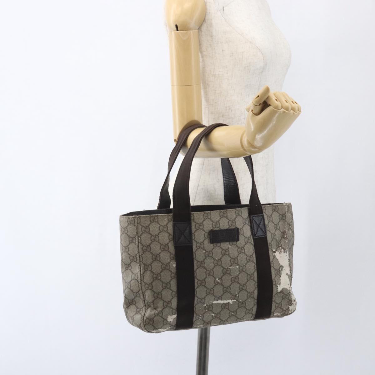 GUCCI GG Supreme Hand Bag PVC Leather Beige 141976 Auth 38817