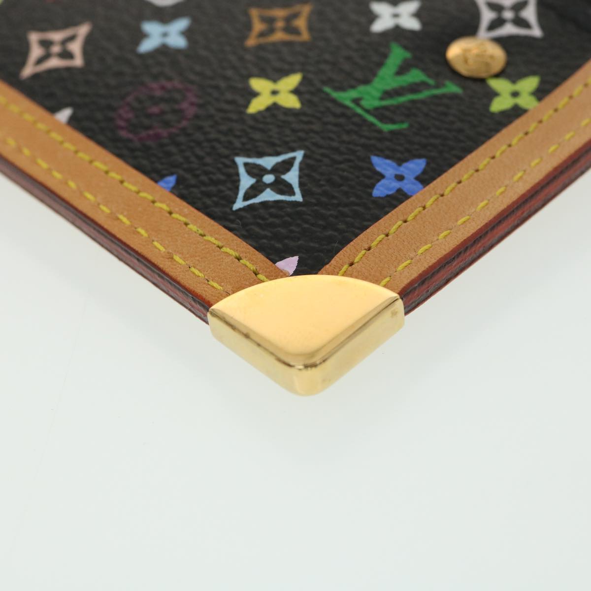 LOUIS VUITTON Multicolor Pochette Cles Coin Purse Black M92654 LV Auth 39201A