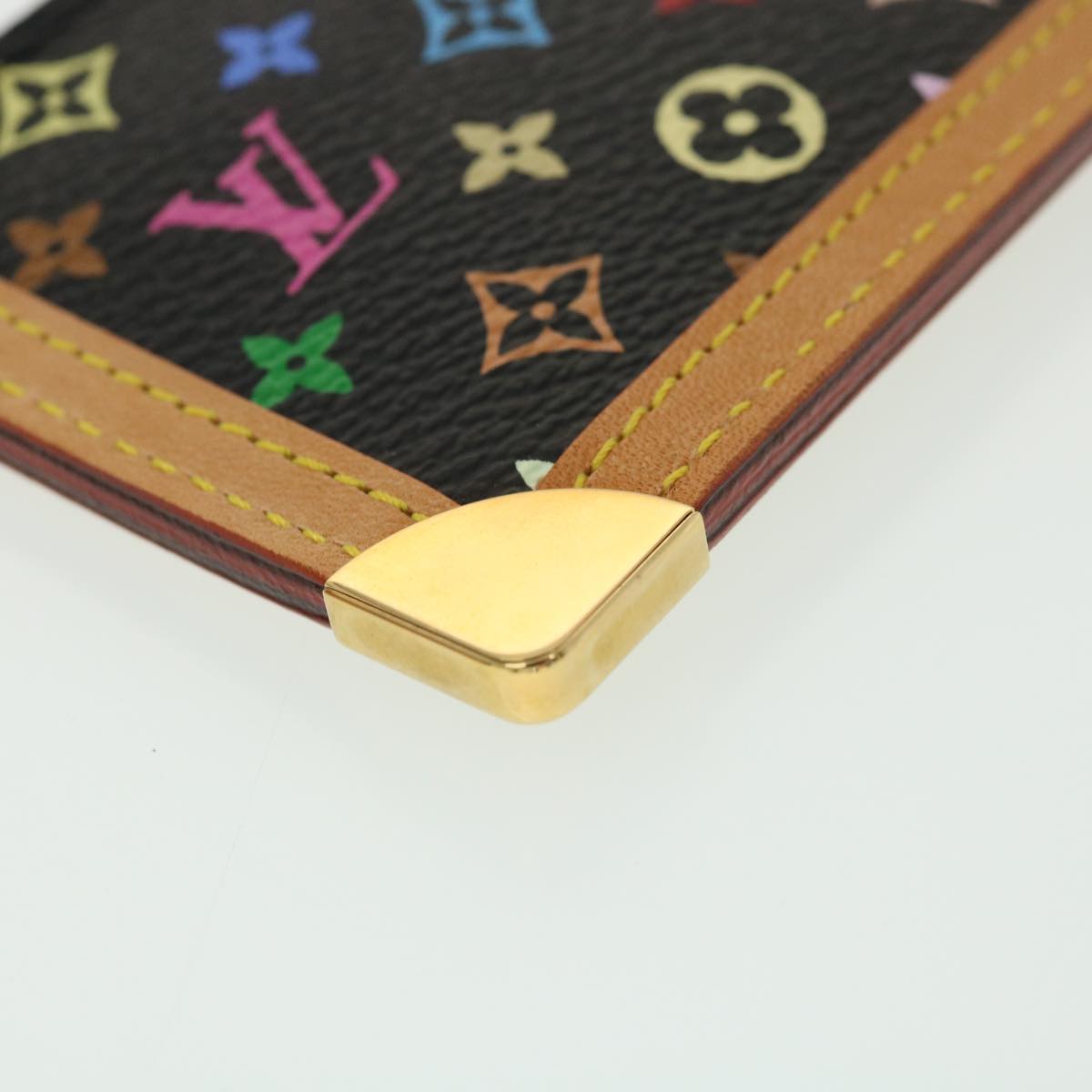 LOUIS VUITTON Multicolor Pochette Cles Coin Purse Black M92654 LV Auth 39201A